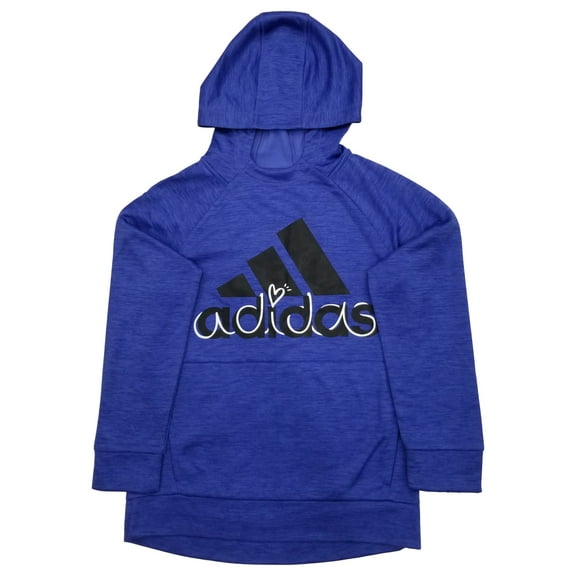 Adidas Girls Cobalt Blue Black Athletic Hoodie Sweatshirt Sweat Shirt M (10/12)