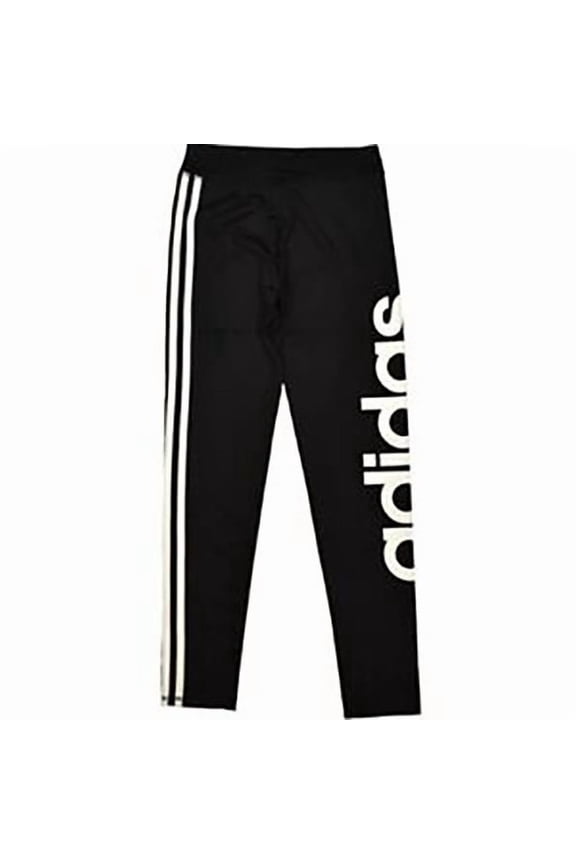 Girls' Performance Tight Three Stripe Leggings - M - Black/White Text New with box/tags