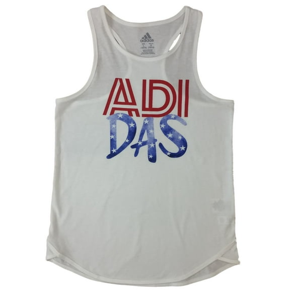 Adidas Girls Red White & Blue Patriotic Athletic Tank Top Tee Shirt 5