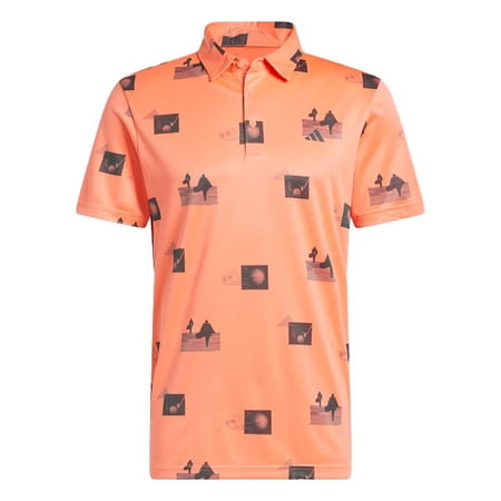 Adidas Golf Allover Print Polo Coral Fusion Small