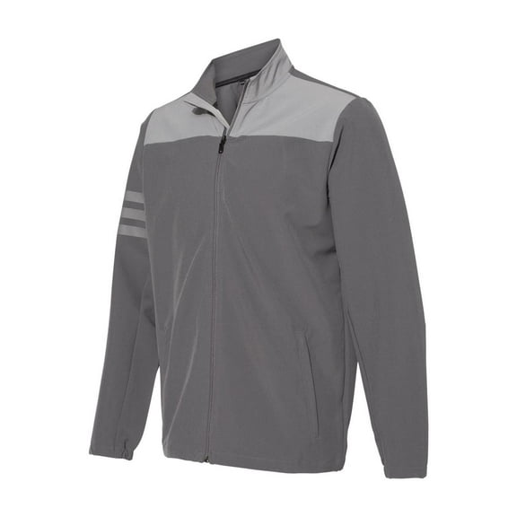 Adidas Golf Men's Climastorm 3-Stripe Full-Zip Rain Jacket, Small Gray -