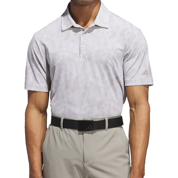 Adidas Golf Men’s Ultimate365 Textured Print Polo Shirt,  Large Alumina/Putty -