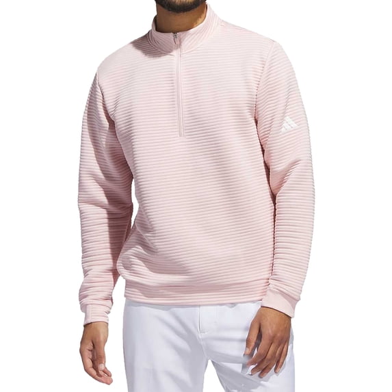 Adidas Golf Ultimate365 DWR Textured Quarter-Zip Pullover, Medium Sandy Pink -