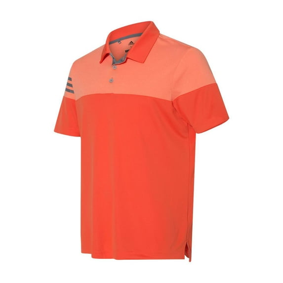 Adidas - Heathered 3-Stripes Colorblocked Polo - A213 - Blaze Orange/ Vista Grey