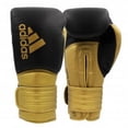 thumbnail image 1 of Adidas Hybrid 300 Boxing and Kickboxing Gloves for Women & Men- 14oz, Black/Gold, 1 of 19
