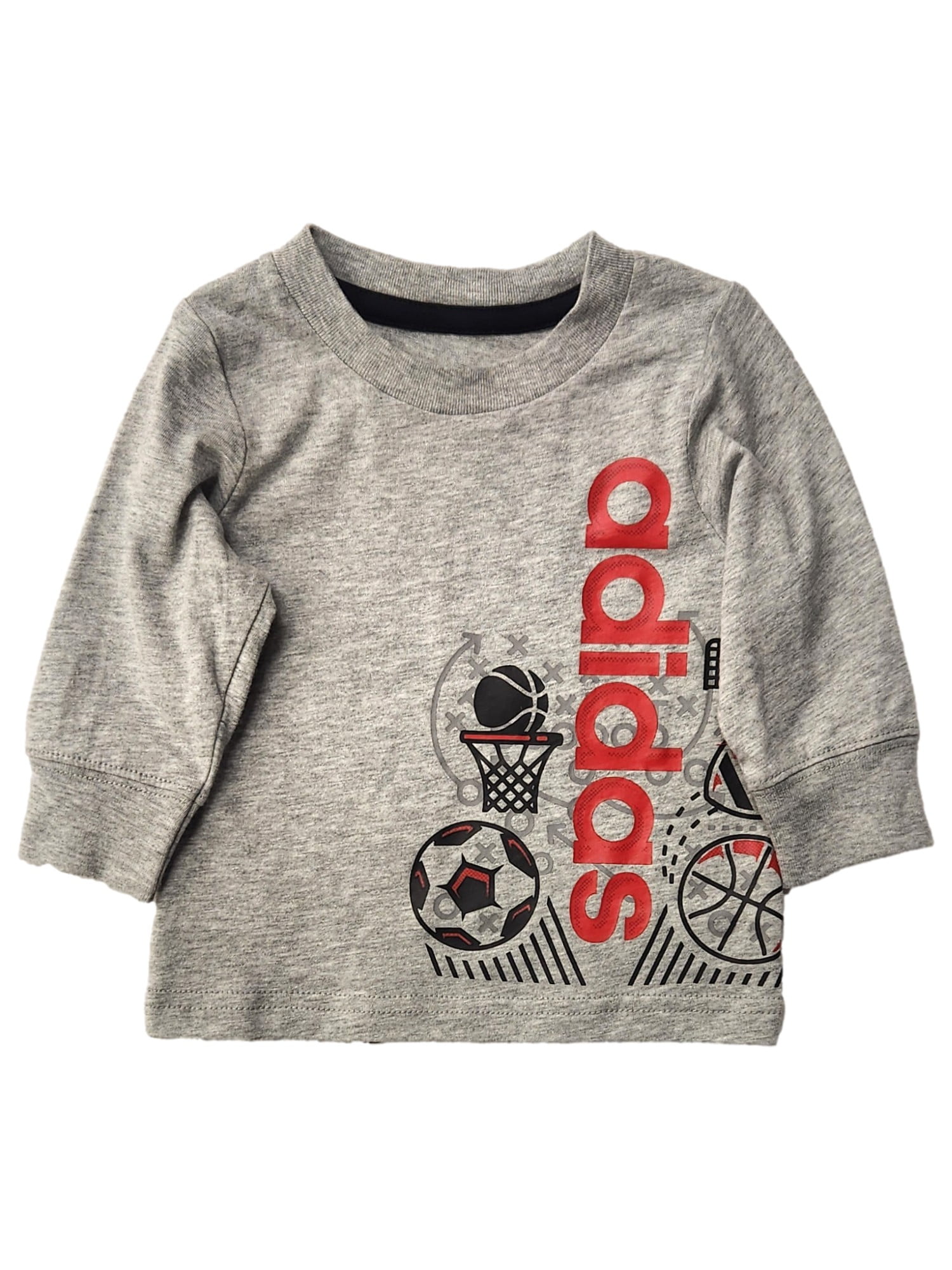 Adidas Infant Boys Soccer & Basketball Gray Long Sleeve T-Shirt Tee 3 Months