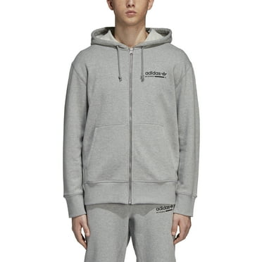 Adidas Kaval Full-Zip Mens Active Hoodies Size L, Color: Medium Grey Heather/White