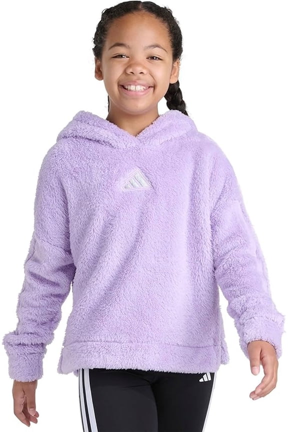 LIGHT PURPLE Girls Sherpa Hooded Pullover, US Large (14-16)