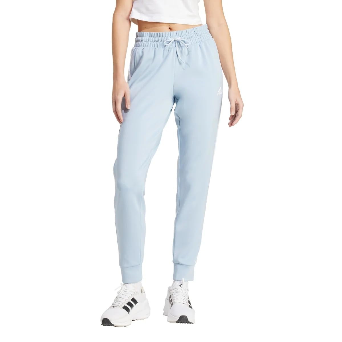 Adidas Ladies' 3 Stripe Aeroready Active Jogger - Womens Sweatpants (Blue, L)