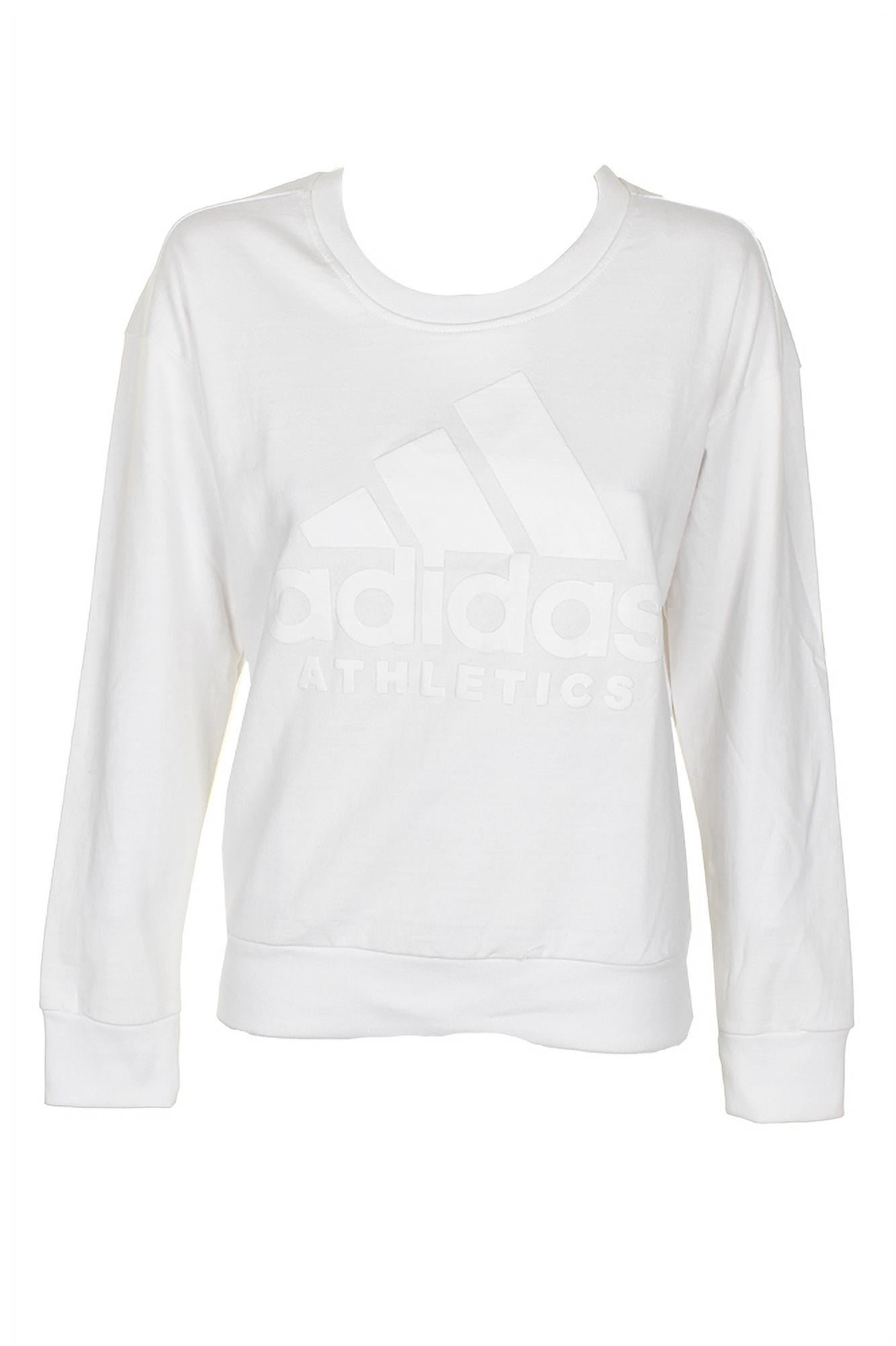 Adidas Ladies Classic Logo Graphic Cotton Crew Neck Sweatshirt White XS