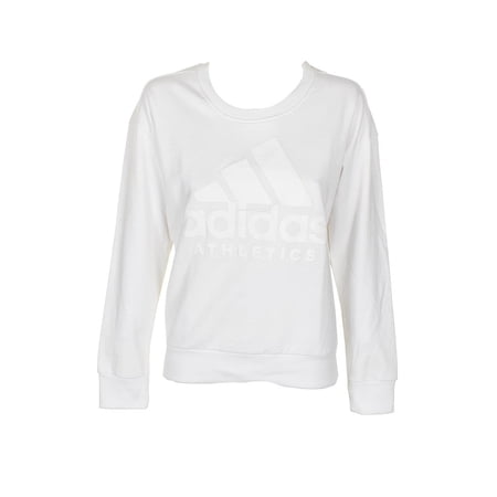 Adidas Ladies Classic Logo Graphic Cotton Crew Neck Sweatshirt White XS