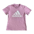 thumbnail image 1 of Adidas Ladies Short Sleeve Graphic Print Crewneck Active T-Shirt, IM2786 (Lavender/White, S), 1 of 2
