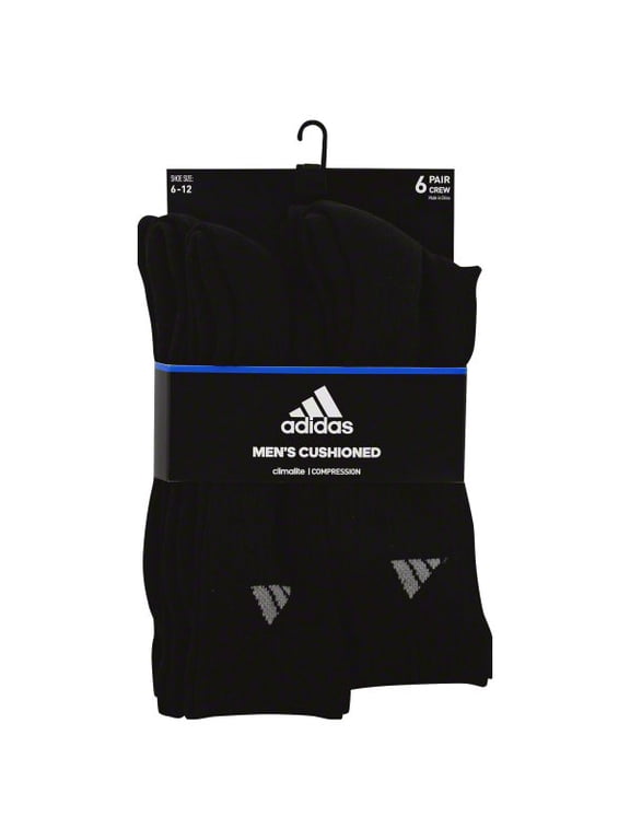 Large Moisture Wicking/Athletic/Cushioned Crew Socks with Arch, Black (6-Pairs)