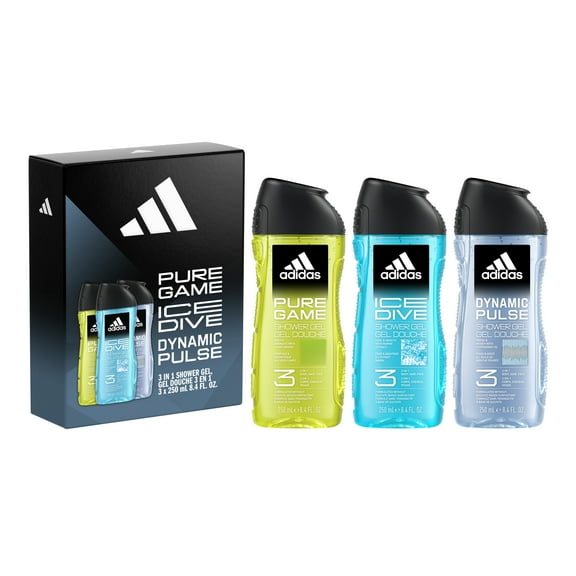 Adidas Men's 3-Pc Holiday Giftset Including a Pure Game Shower Gel, Ice Dive Shower Gel and Dynamic Pulse Shower Gel
