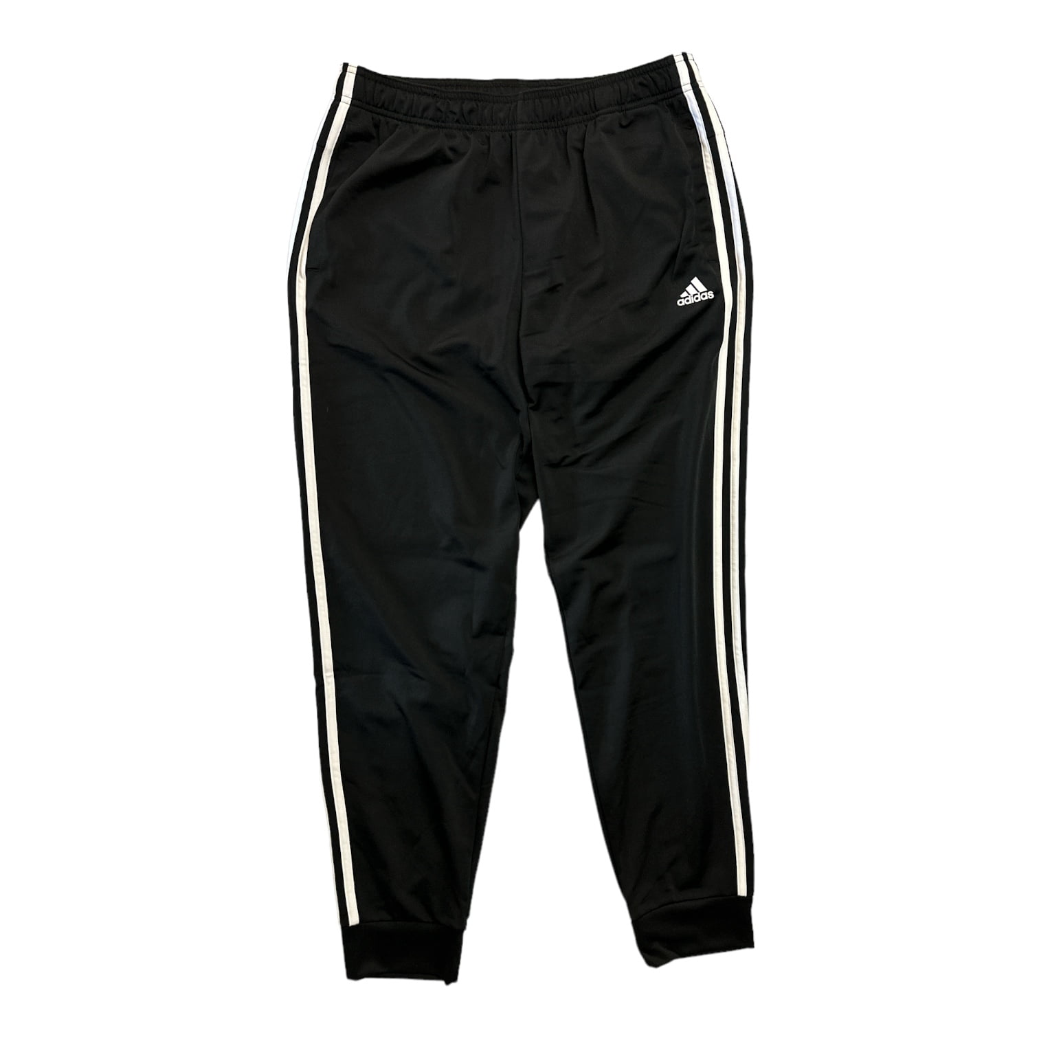 Adidas Men's 3 Stripe Tapered Full Length Tricot Elastic Waist Sport Jogger (Black, XL)