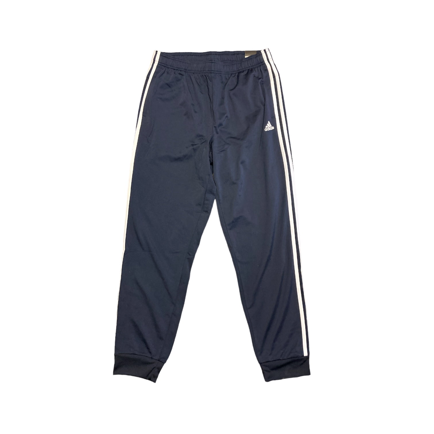 Adidas Men's 3 Stripe Tapered Full Length Tricot Elastic Waist Sport Jogger (Legend Ink/White, L)