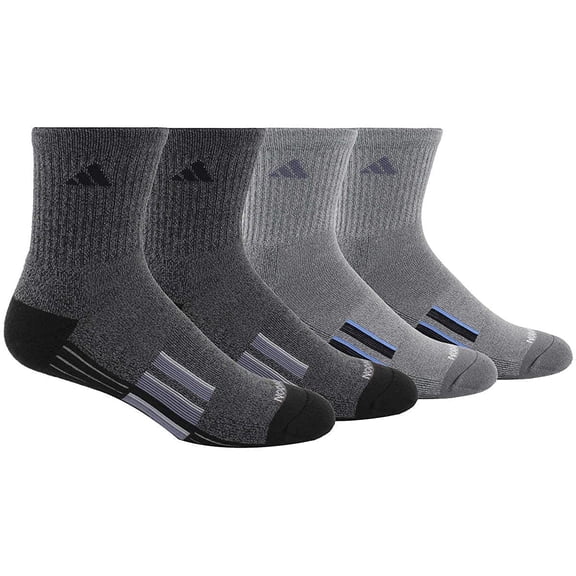 Adidas Men's 4 Pack Performance High Quarter Socks 6-12 Black Grey