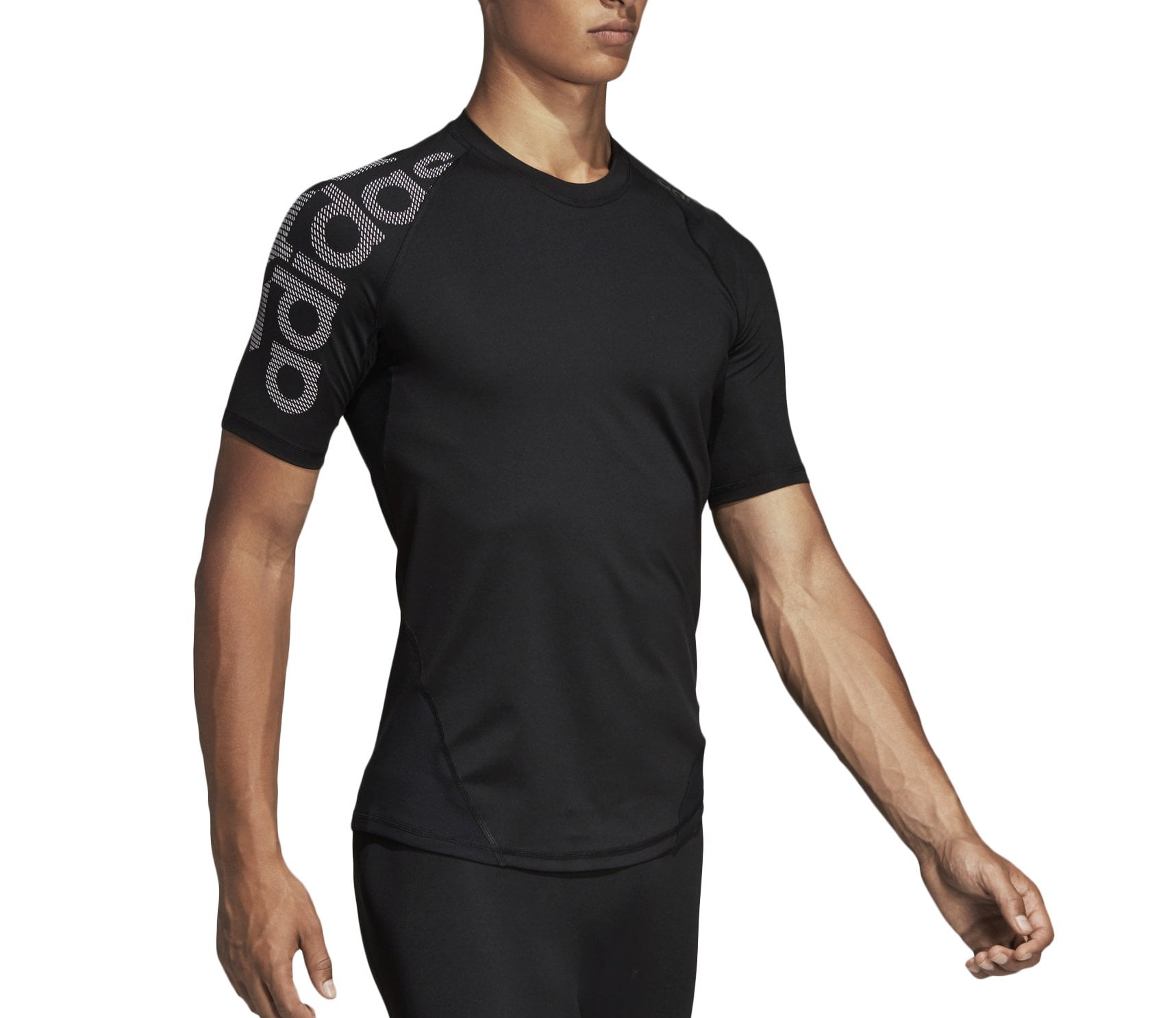 Han Twisted initial Adidas Men's Alphaskin Sport Short Sleeve Badge Of Sport Shirt, Black -  Walmart.com