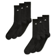 Adidas Men's Athletic Cushioned Crew Socks (6-Pair), Black/Aluminum 2, XL, (Shoe Size 12-15)