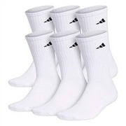 ADIDAS Men's Athletic Cushioned Crew Socks (6-Pair), White/Black, Large, (Shoe Size 6-12)