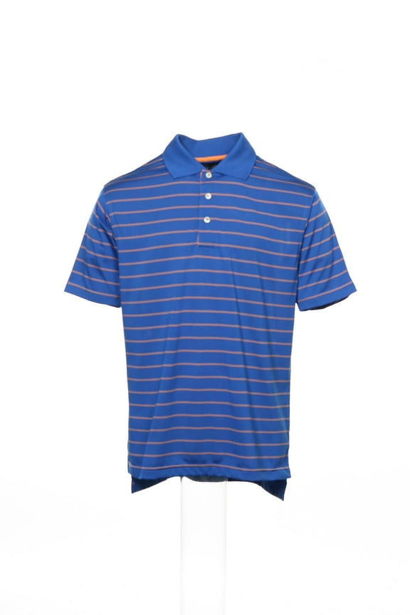 Men's Blue/Orange Striped Golf ClimaCool Polo Shirt (Small, Orange)