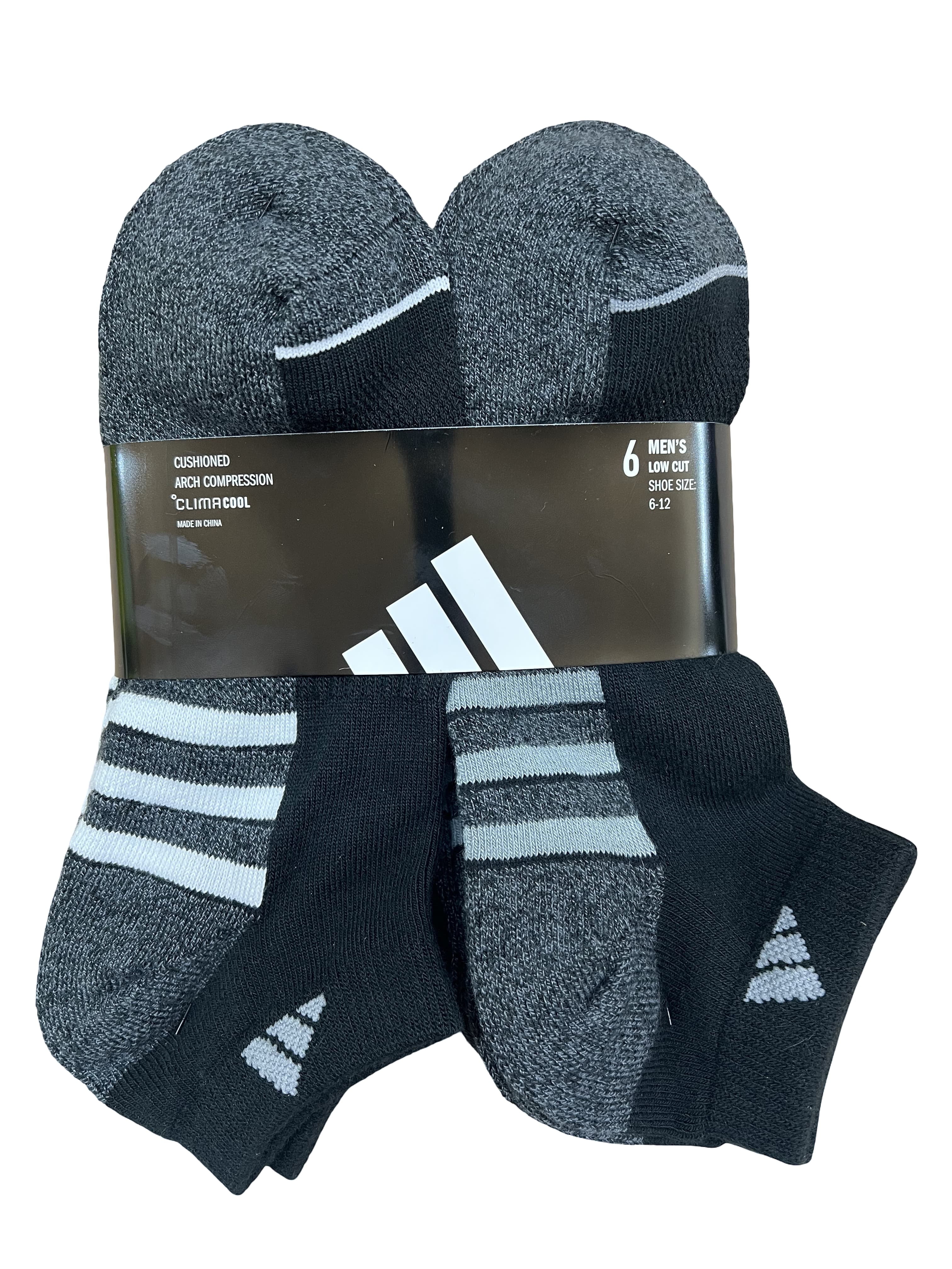 Adidas Men's ClimaCool Low Cut Socks, 6 Pairs (Black) - Size US 6-12