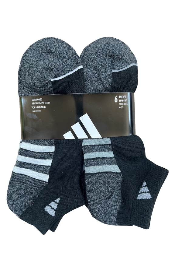 Men's ClimaCool Low Cut Socks, 6 Pairs (Black) - Size US 6-12