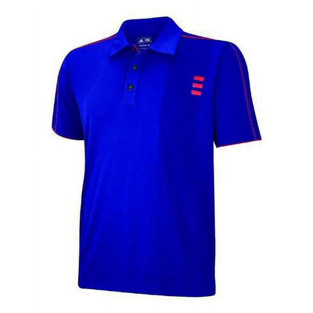 Adidas Men's Climalite 3-Stripe Contrast Stitch Polo Shirt, Bluebonnet / Coral