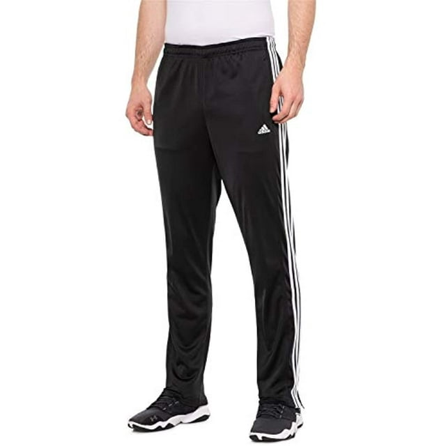 Adidas Men's Climalite Essentials Tricot 3 Stripe Tapered Leg Zip Pants  - Black (X-Large)