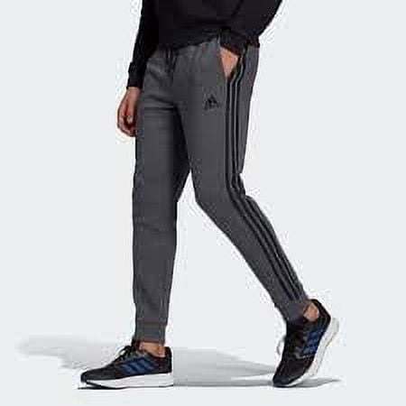 Adidas Men\'s Essentials 3 Stripe Fleece Joggers Heather Grey Size Large  GK8826