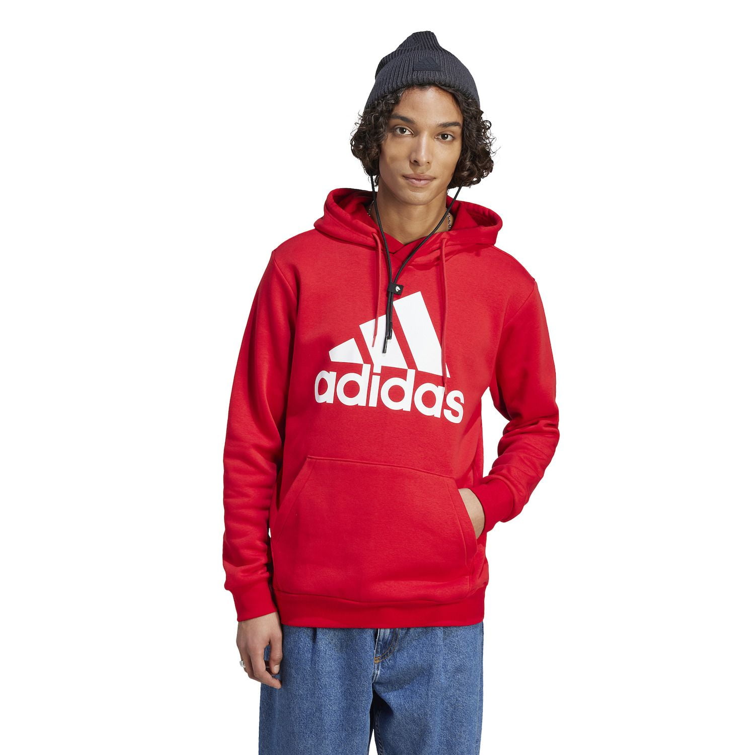 Adidas Men's Essentials Big Logo Fleece Hoodie S Scarlet
