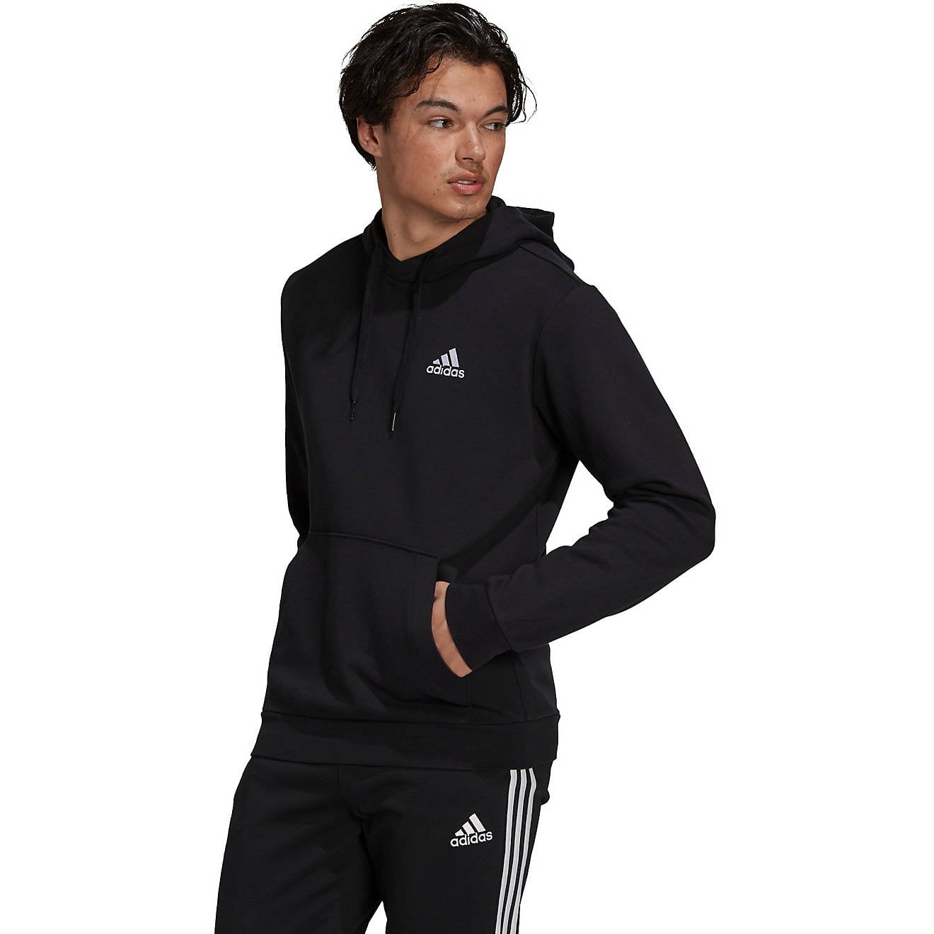 Adidas Men's Essentials Fleece Hoodie, Legend Ink/White, Large