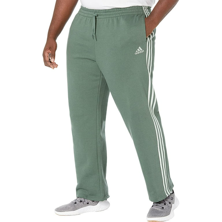3-Stripes, Size Sport Green Men\'s Multi Fit, Small Adidas Essentials Hem Pants- Fleece Oxide/Linen Open Green- Regular