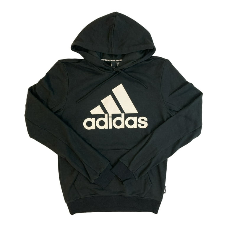 Adidas Men\'s Essentials Terry Logo French (Black/White, Hoodie S) Big