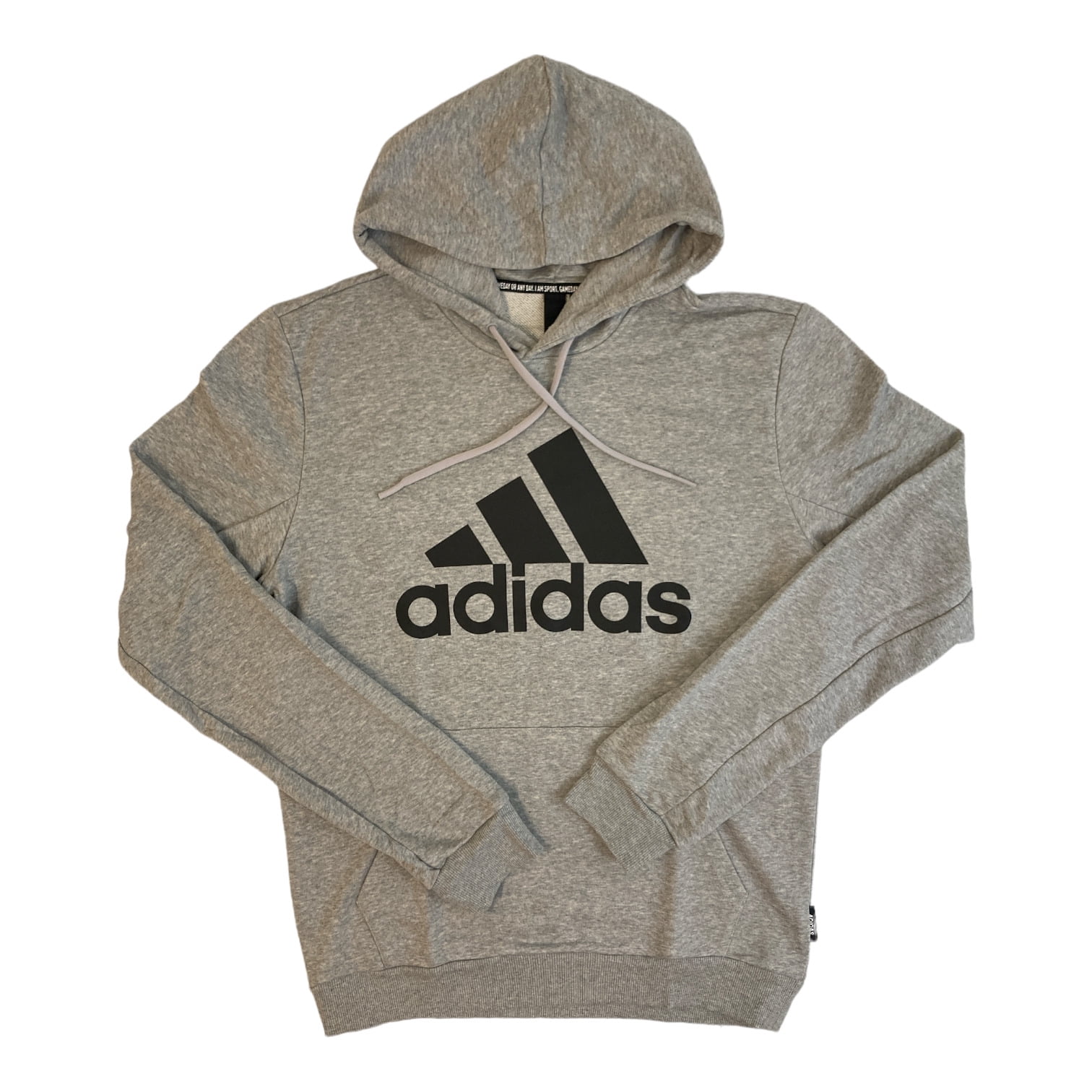 Adidas Men\'s Essentials French Terry (Grey/Black, Logo L) Big Hoodie