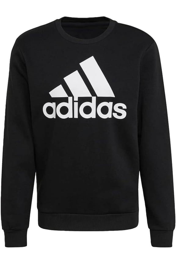 Men's Essentials Soft Fleece Big Logo Crewneck Sweatshirt (Black/White, XXL)