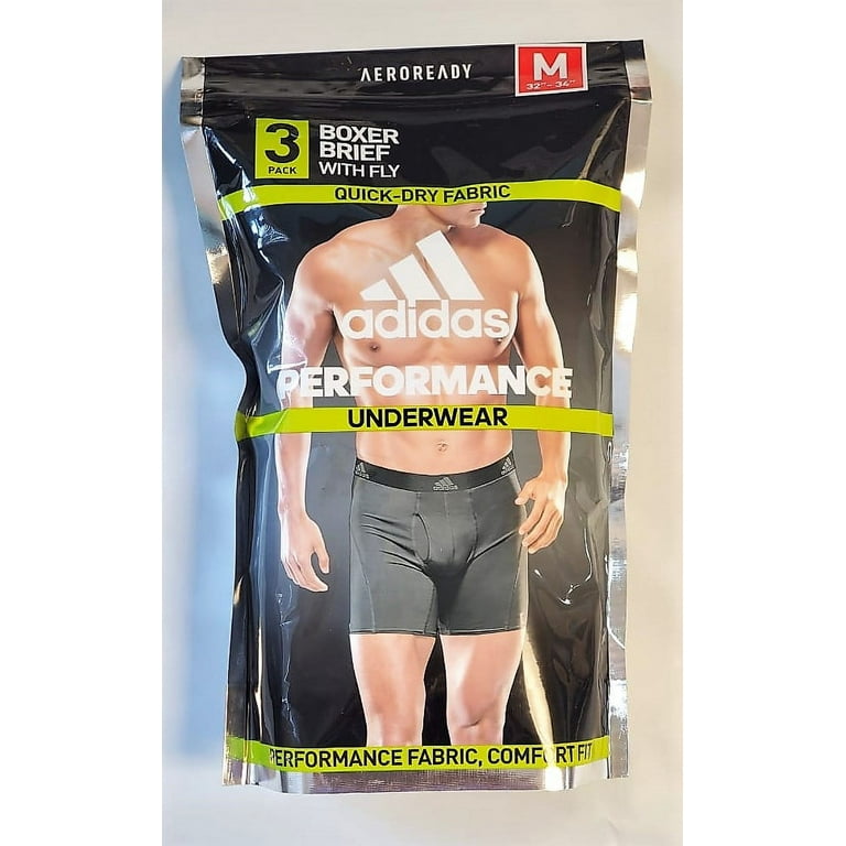 Adidas Men's Extra Large (XL) Black Boxer Brief with Fly 3 PACK 