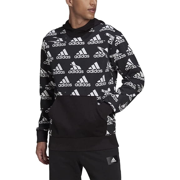 Adidas Men's Hoodie Essentials Brandlove French Terry Active Hooded Sweatshirt, Black, L