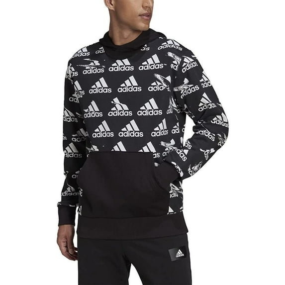 Adidas Men's Hoodie Essentials Brandlove French Terry Active Hooded Sweatshirt, Black, S