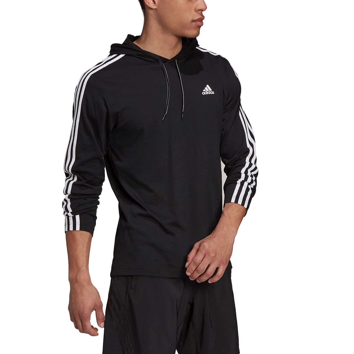 Adidas Men’s Lightweight Male Pullover Sweatershirt Hoodie (Black, XL)