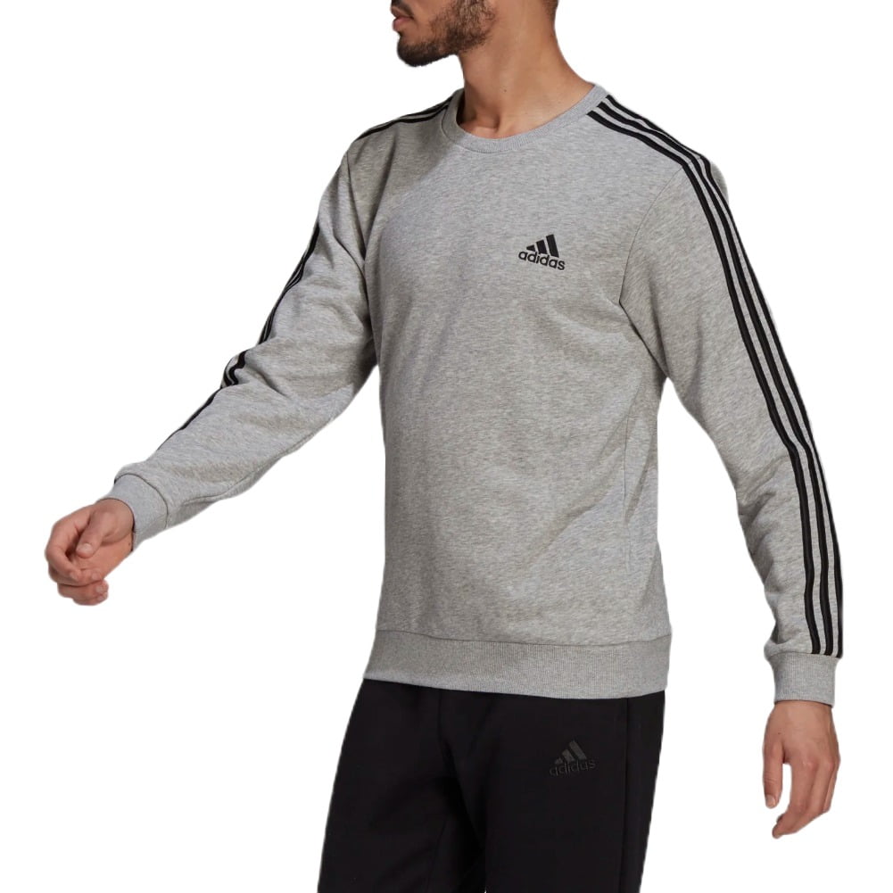 Classics Shirt 3-Stripe Grey, S Adicolor Sleeve Men\'s Long Ribbed Crewneck Shirt, Adidas