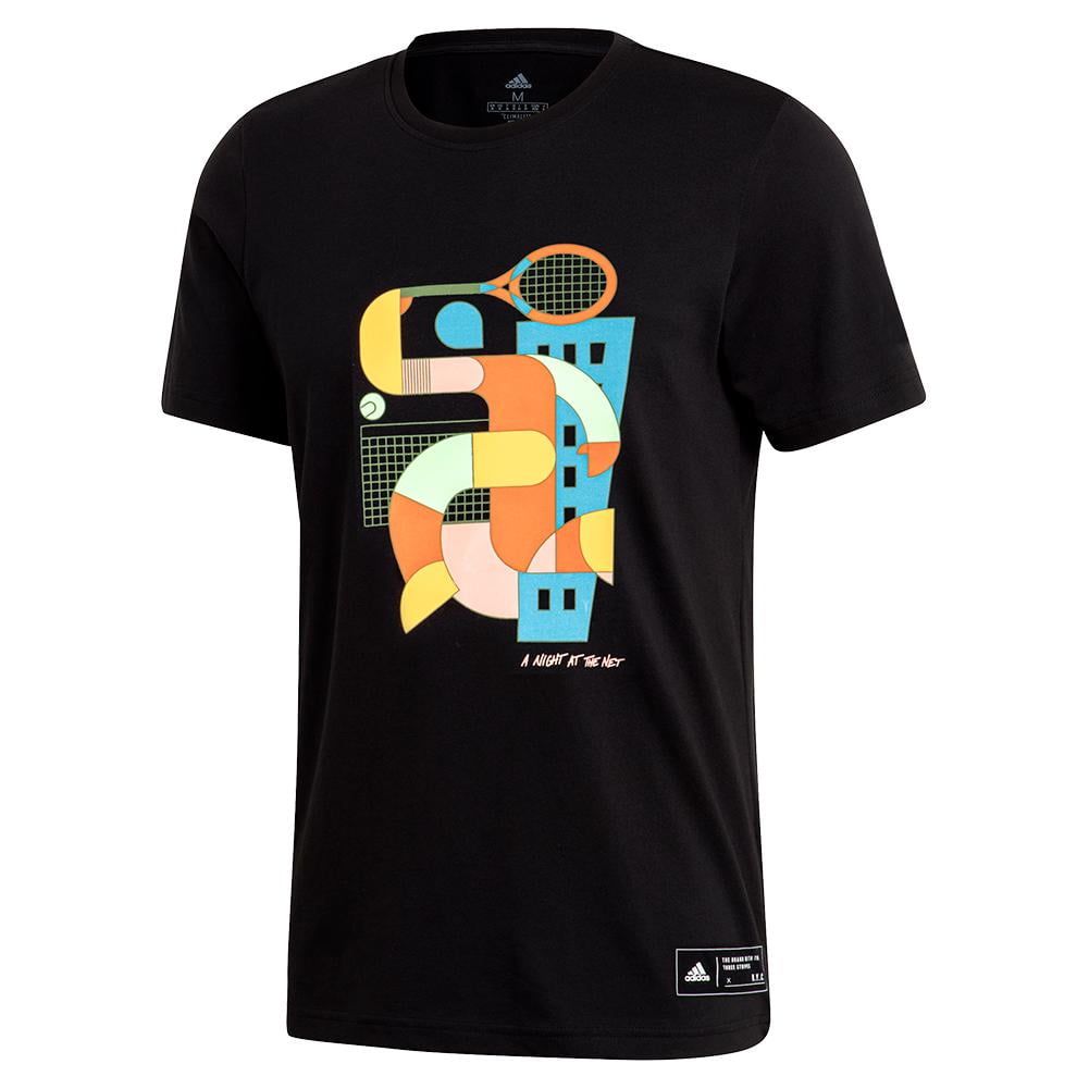 Adidas Men`s NYC Volley Tennis Tee Black (  X-Large Black  )