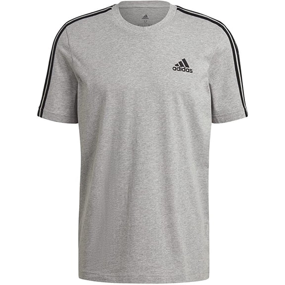 Adidas Men's Original Short Slv 3 Stripe Essential California T-Shirt Gray L