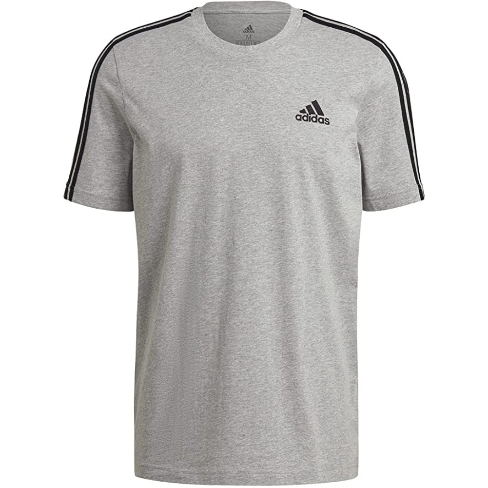Adidas Men\'s Original Short Slv 3 Stripe Essential California T-Shirt Gray  XL