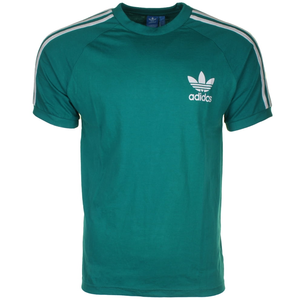 Adidas Men's Original Short Slv 3 Stripe Essential California T-Shirt Green XL