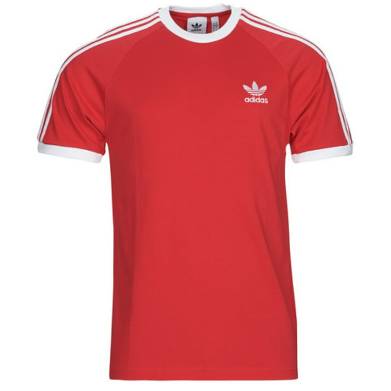 Adidas Men's Original Short Slv 3 Stripe Essential California T-Shirt Red M