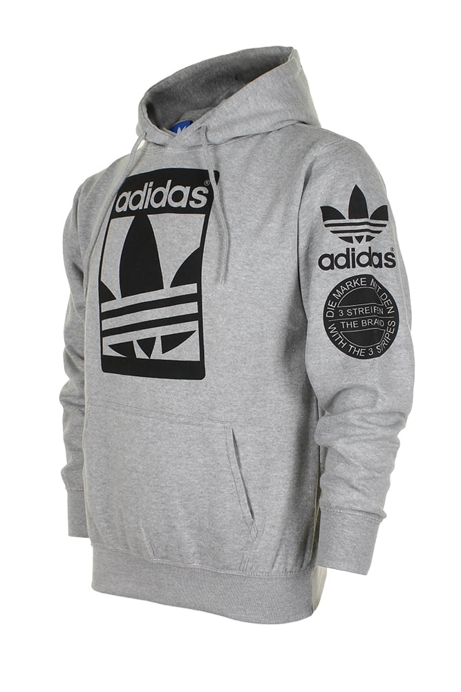 Adidas Men's Original Trefoil Street Graphic Front Pocket Pullover Hoodie Blk L