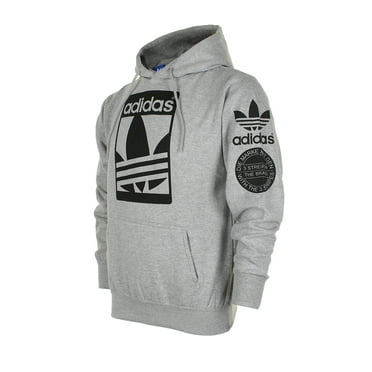 Adidas Men's Original Trefoil Street Graphic Front Pocket Pullover Hoodie Blk L