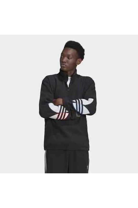 Men's Originals Adicolor Trefoil Polar Fleece Half-Zip Sweatshirt Black-M