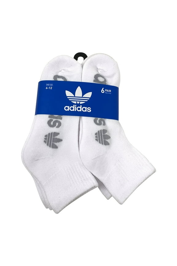 SOCKS MEN'S - QUARTER CUT 253 - WHITE SOLID LOGO 4- LARGE (6-12) - PACK 6